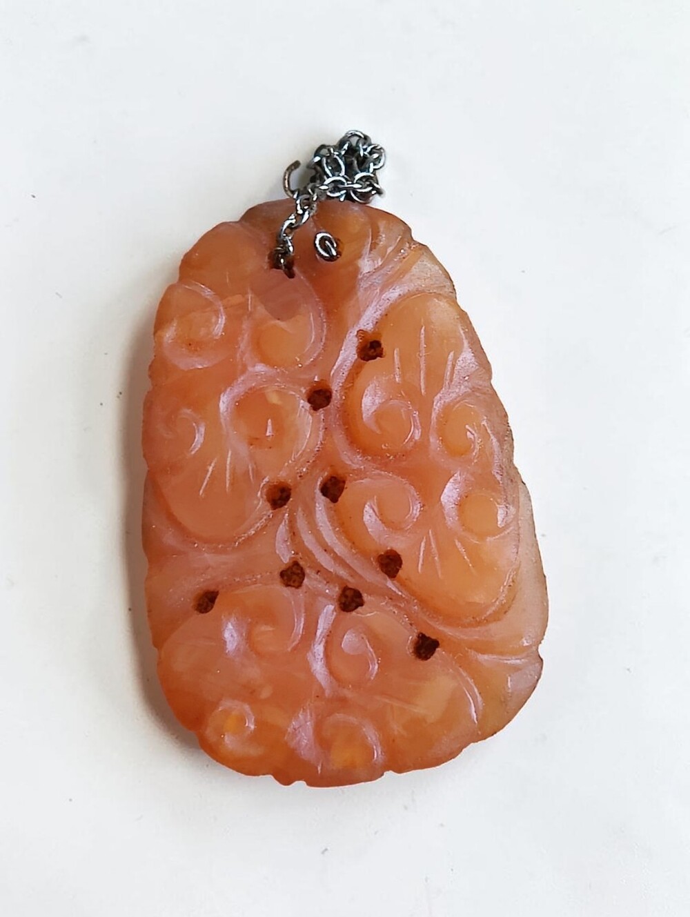 Antique Red Orange Jadeite Pendant